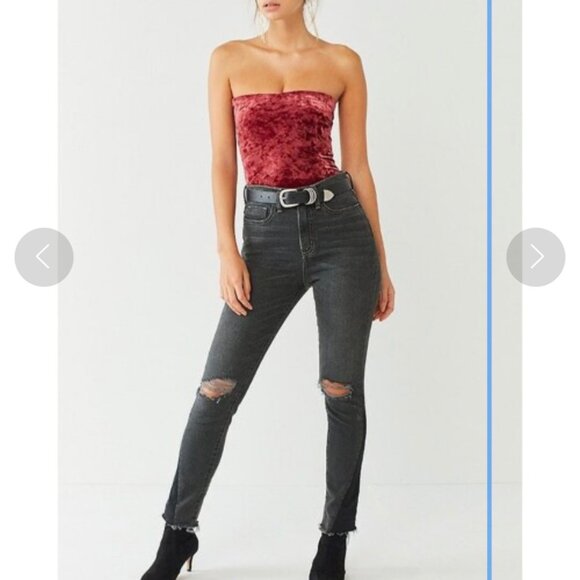 Out From Under Urban Outfitters Whimsigoth Maroon Crushed Velvet Bodysuit Medium - Picture 1 of 13